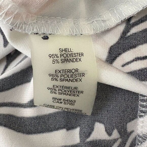 Calvin Klein Floral Blouse Size Small White Black Pink Pleated Neck - Picture 7 of 7